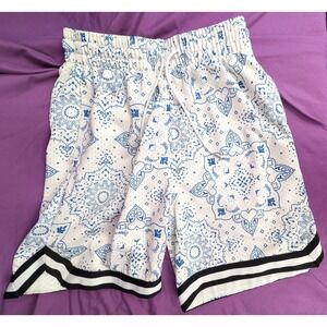 LCKR Mandala Paisley Shorts Mesh Lined Pockets S/P White Blue Swimwear